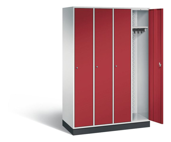 C+P Garderobenschrank Intro, H1950xB1220xT490mm, Farbe: Lichtgrau / Rubinrot, 8170-401 S10024