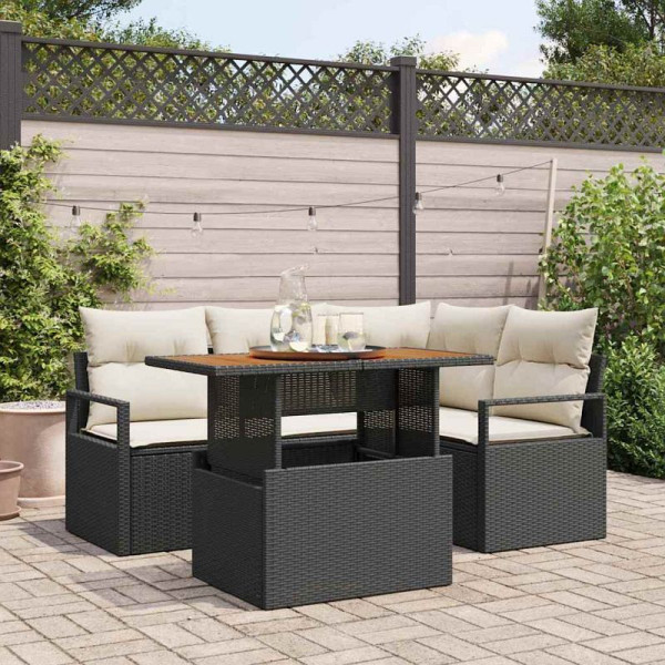 vidaXL Garten Essgruppe, 5er Set, Schwarz und Creme 100 x 55 x 73 cm, 3349704