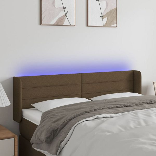vidaXL LED Kopfteil Dunkelbraun 147x16x78/88 cm Stoff, 3123377