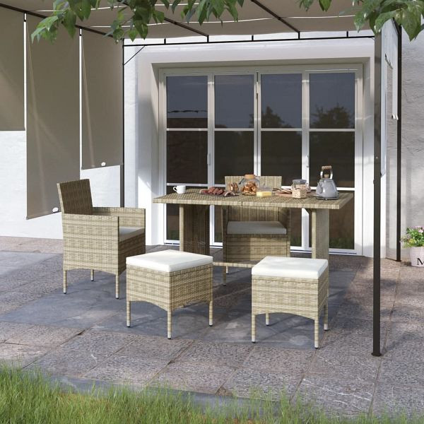 vidaXL 4-teilig Gartenstuhl und Hocker Set Poly Rattan Grau, 310612
