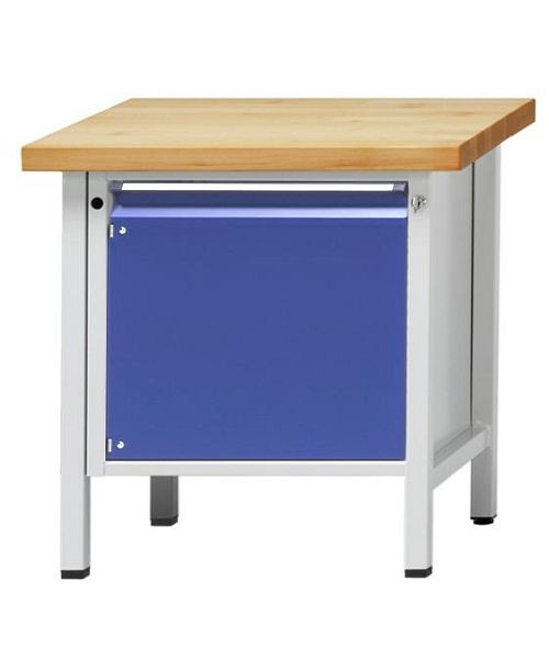 ANKE Werkbänke Kastenwerkbank; 800 x 700 x 840 mm; RAL 7035/5010; Platte mit verzinktem Blechbelag 40 mm; 1 Tür 540 mm, 300.012
