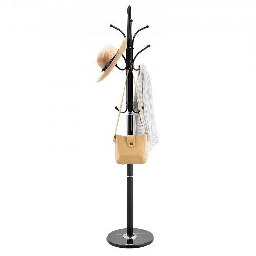 VEVOR Garderobenständer 370x370x1800 mm mit Marmorsockel & 6 Haken, Flurgarderobe für Mäntel, Hüte, Taschen, YMJWGSJSSCP0JYMX6001V0