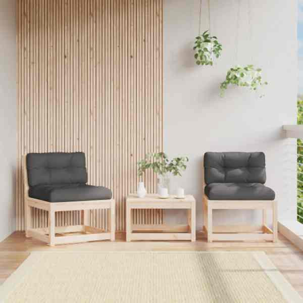 vidaXL Gartensofas mit Kissen 2 Stück Massivholz Kiefer, 844704