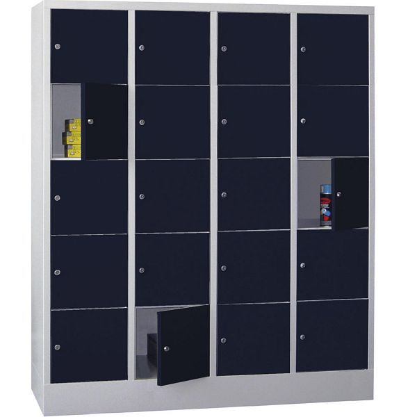 Deskin Schließfachschrank CLASSIC mit glatten Türen, Korpus lichtgrau, Türen Anthrazitgrau, H 1850 x B 1600 x T 500 mm, 264235