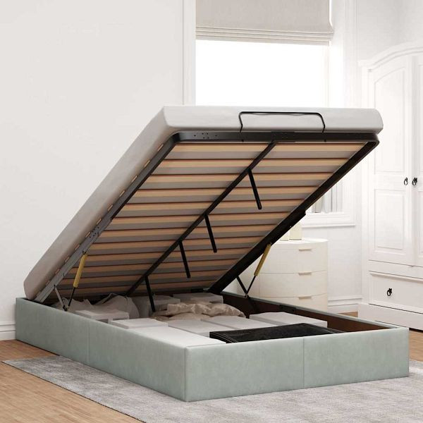 vidaXL Ottoman-Bett ohne Matratze Hellgrau 120x190 cm Samt, 3310949