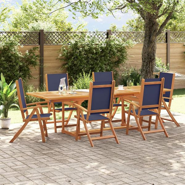 vidaXL 7-tlg. Garten-Essgruppe Massivholz Akazie und Textilene, 3279306