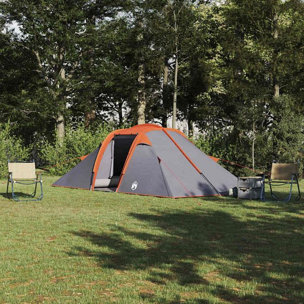 vidaXL Zelt mit Dach Grau und Orange und Schwarz 510 x 240 x 156 cm, 42001165