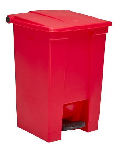 DENIOS Entsorgungsbehälter aus PE, mit selbstschließendem Deckel, 68 Liter Volumen, rot, 274570