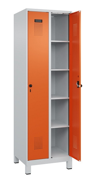 C+P Wäsche-Spind Evolo PLUS, mit Füßen, 2 Abteile, 1950x600x500mm, 7035/2004, Verschluss Drehriegel, Ablageböden 8, 049010-20B S10002