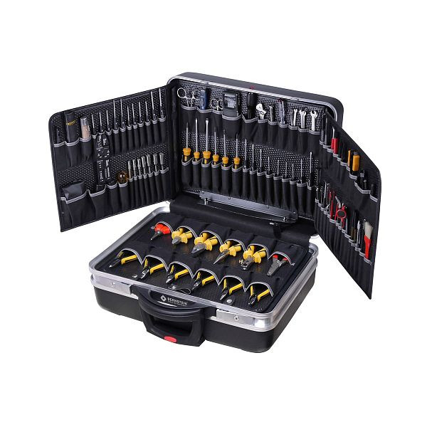 BERNSTEIN Service-Koffer "PROTECTION XL" mit Werkzeugsatz "BOSS" mit 110 Werkzeugen, rollbar, 6500 R