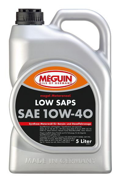 Meguin megol Motorenöl Low SAPS SAE 10W-40, Kanister Kunststoff, VE: 5 Liter, 9488