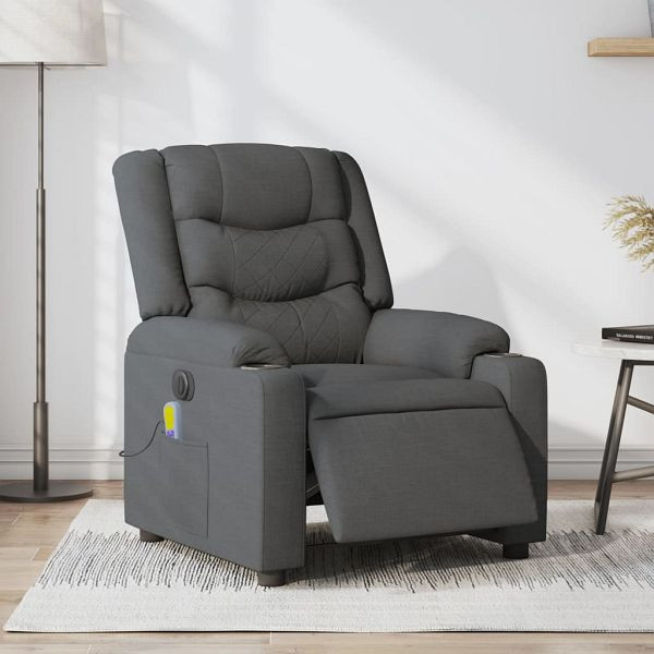vidaXL Massagesessel Elektrisch Dunkelgrau Stoff, 3206571