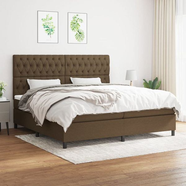vidaXL Boxspringbett mit Matratze Dunkelbraun 200x200 cm Stoff, 3142044