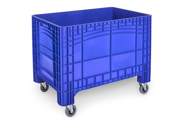 ALPHA NOAHBOX XL Palettenbox 1200x800x950 mm mit 4 Lenkrollen Ø125mm (2 mit Bremse) blau, 2906-BL