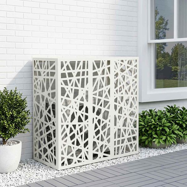 vidaXL Klimaanlagenabdeckung Weiß 110 x 50 x 105 cm Stahl, 8014172