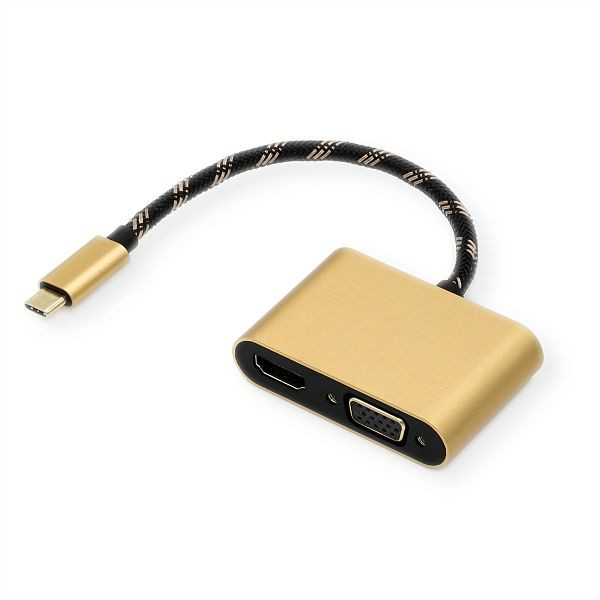 ROLINE GOLD Display Adapter USB Typ C - VGA + HDMI, 12.03.3165
