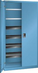 LISTA Flügeltürschrank (BxTxH) 1000x580x1950mm KEY Lock, Lichtblau, 4 Auszugböden, 2 Verstellböden, Vollblechtür, 58.662.010