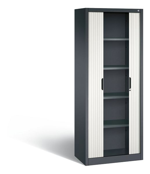 C+P Rollladenschrank Omnispace, H1980xB800xT420mm, Farbe: Schwarzgrau / Verkehrsweiß, Griffmulde, 5 OH, 3201-00 S10319