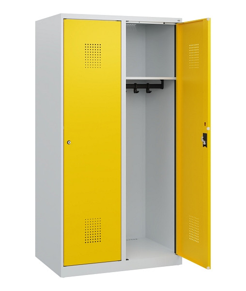 C+P Spind Evolo PLUS, 2 Abteile, 1530x800x500mm, 7035/1023, Zylinderschloss, 0490005-22 S10020