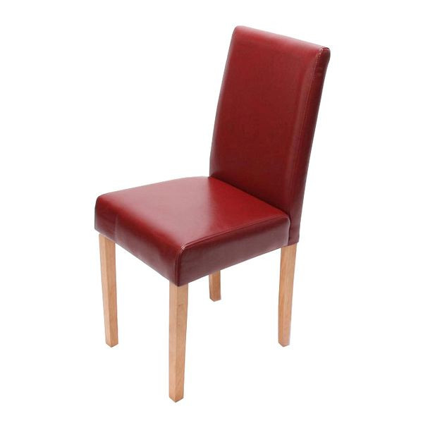 Mendler Esszimmerstuhl Littau, Küchenstuhl Stuhl, Kunstleder, rot, helle Beine, 74374