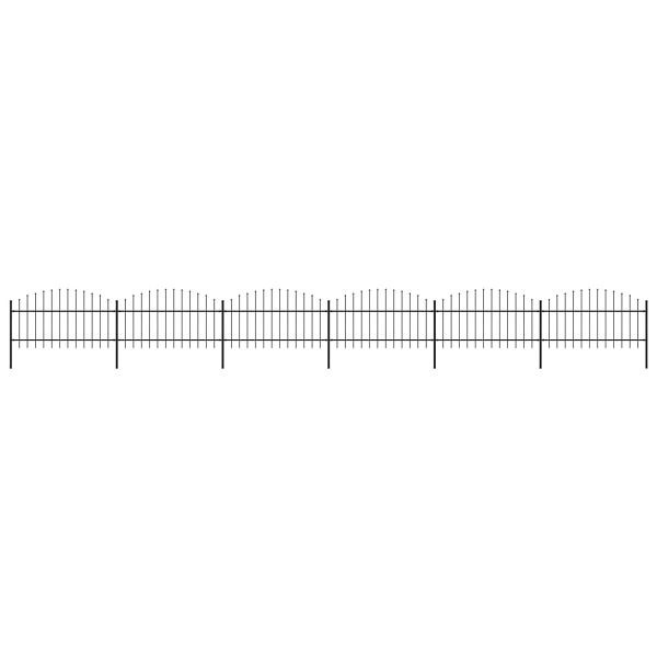 vidaXL Gartenzaun mit Speerspitzen Stahl (1 - 1,25) x 10,2 m Schwarz, 277726