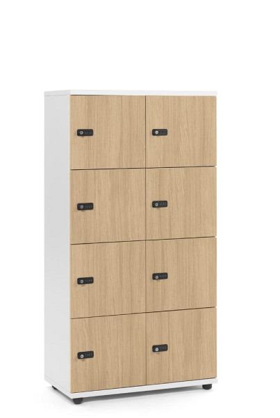Deskin Schließfachschrank OFFICE-LINE mit 8 Fächern, Eiche hell, 800 x 420 x 1530 mm, ohne Posteinwurf, 289967