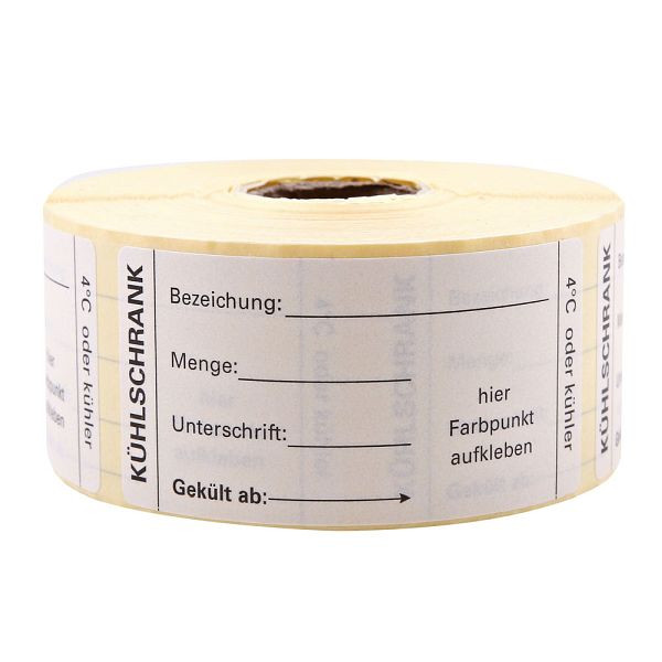 Hygostar Etiketten Kühlschrank, abziehbar, 35 x 70 mm, Papier weiß, beschriftbar, VE: 6 Rollen, 982523