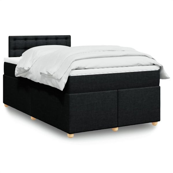 vidaXL Boxspringbett mit Matratze Schwarz 120x200 cm Stoff, 3286663