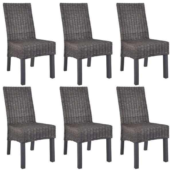 vidaXL Esszimmerstühle 6 Stück Braun Kubu Rattan und Mangoholz, 275468