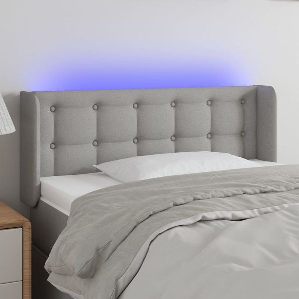 vidaXL LED Kopfteil Hellgrau 103x16x78/88 cm Stoff, 3123660