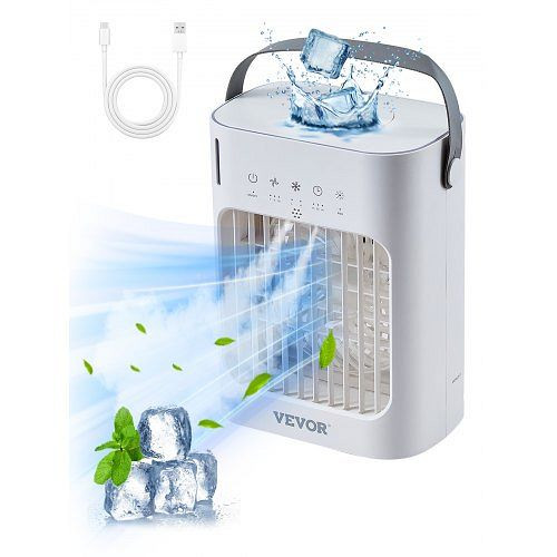 VEVOR Mobile 4-in-1 Klimaanlage, 3-Gang Mini-Luftkühler mit Timer, 700ml Tank, 7-Farben Licht für Schlafzimmer, Büro, BXZFLQQBXSBKCVLT6V9