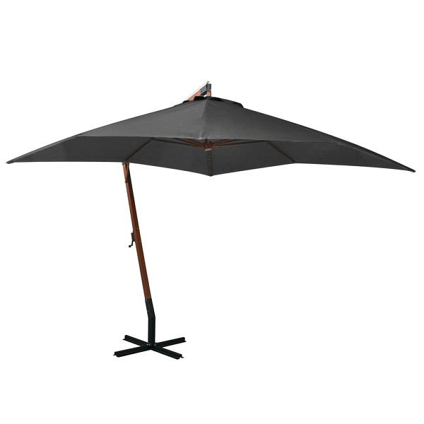 vidaXL Ampelschirm mit Mast Anthrazit 3x3 m Massivholz Tanne, 313774