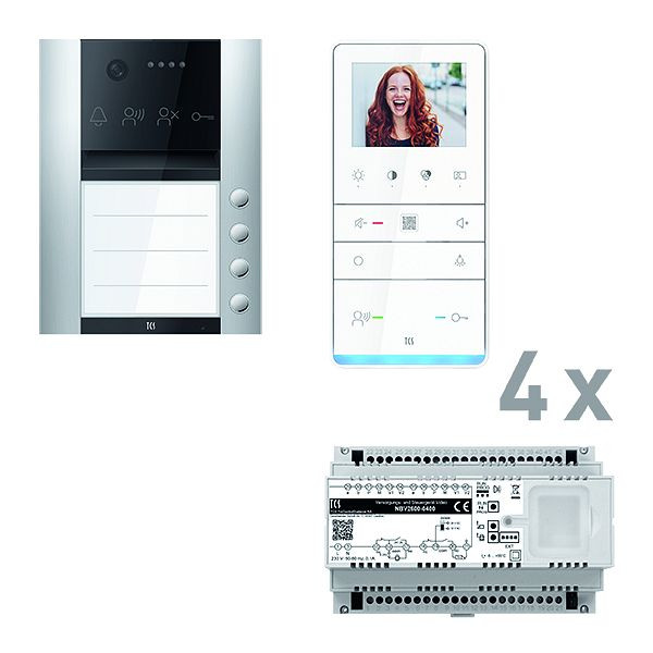 TCS Türkontrollsystem video: pack PRO 4WE Außenstation AVA 4T AP 4x Freisprecher IVW6511 Steuergerät, PVAF041/003