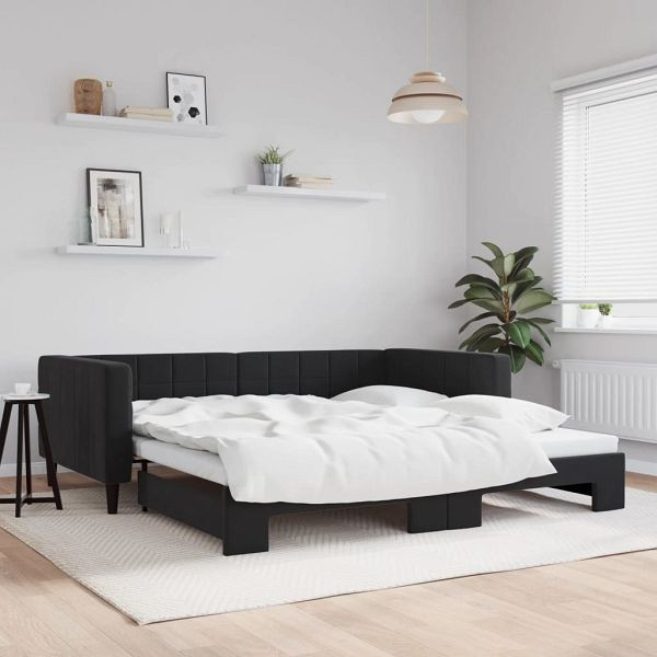 vidaXL Tagesbett Ausziehbar Schwarz 100x200 cm Samt, 3196702