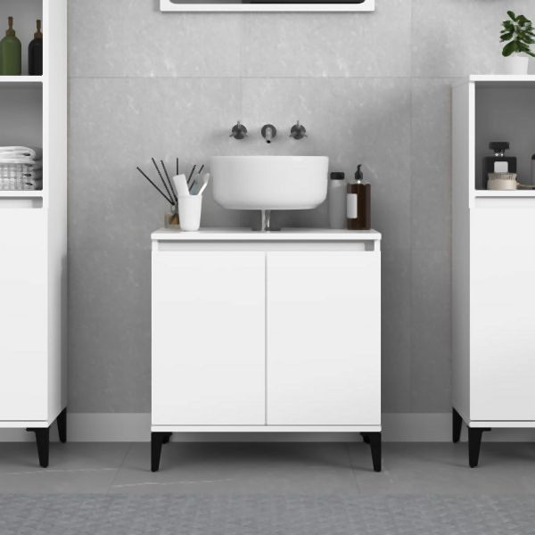 vidaXL Waschbeckenunterschrank Weiß 58x33x60 cm Holzwerkstoff, 821260
