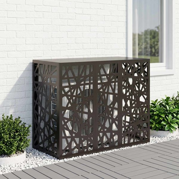 vidaXL Klimaanlagenabdeckung Schwarz 110 x 50 x 80 cm Stahl, 8014164