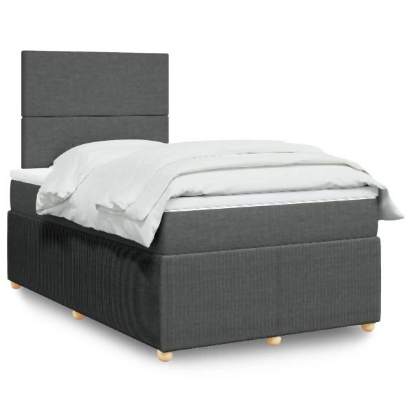 vidaXL Boxspringbett mit Matratze Dunkelgrau 120x190 cm Stoff, 3294289