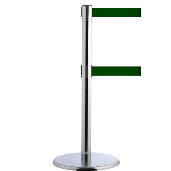 Stein HGS Personenleitsystem -P-Line Duo-, chrom, dunkelgrün, mit magnetischem Gurtendstück, Gurtlänge: 2 x 4 m, 14151-1204