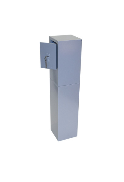 Eichner Sockel verankert für Schlüssel-Annahmetresor, Grau metallic RAL 9006, 600 x 215 x 215 mm (H x B x T), 9201-00028