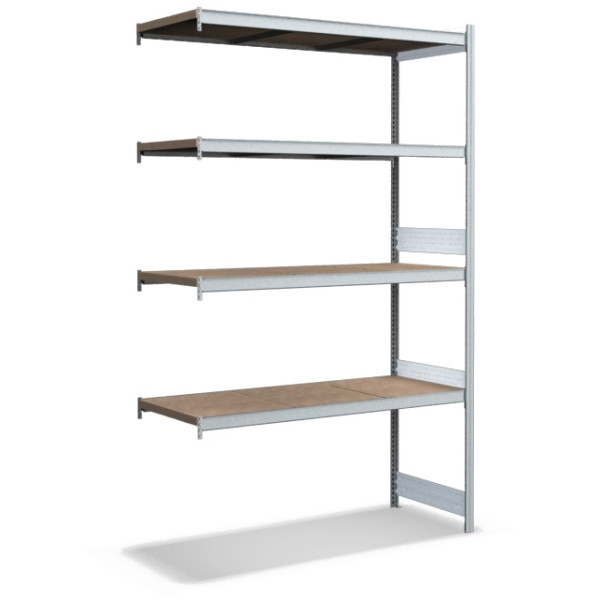 BITO Großfachregal Anbaufeld Set /350kg 2499x1512x624 4 Ebenen Spanplatte verzinkt, C1256-0005