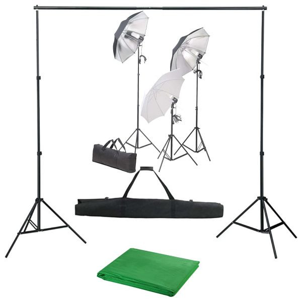vidaXL Fotostudio-Set mit Lampen und Hintergrundsystem, 3055123