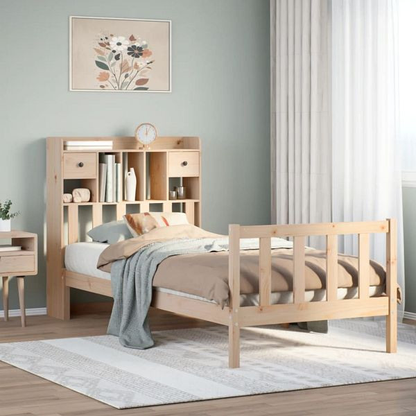 vidaXL Massivholzbett mit Regal ohne Matratze 100x200 cm Kiefer, 3321739