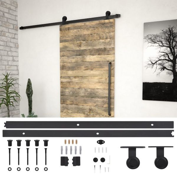 vidaXL Schiebetürbeschlag-Set SKIEN 183 cm Stahl Schwarz, 145262