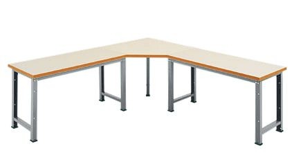 Manuflex Fünfeck-Verkettungselement PROFI mit Kunststoffplatte, für Tischtiefe = 700 mm, Alusilber, WP1419.9006