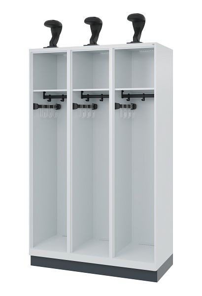 C+P Feuerwehrspind Evolo, Modell EXPERT, 3 Abteile, H1850B1200T500 mm, Lichtgrau, Sockel, 0491015-32 S10009