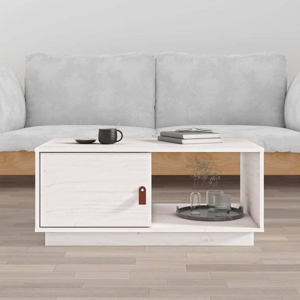 vidaXL Couchtisch Weiß 80x50x35,5 cm Massivholz Kiefer, 818261