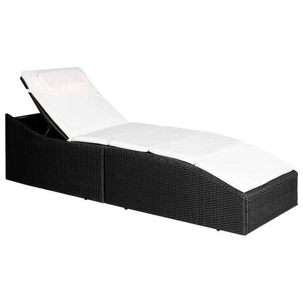 vidaXL Sonnenliege mit Polsterauflage Poly Rattan Schwarz, 44134