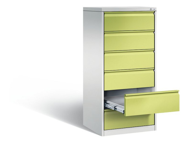 C+P Karteischrank Acurado, H1357xB553xT590mm, Farbe: Lichtgrau / Viridingrün, Griffleiste, 12736-322 S10066