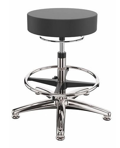 Dauphin ESD Arbeitshocker Kunstleder, Aluminium-Fußkreuz, Bodengleiter, Fußring, 266979