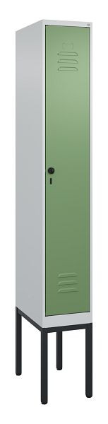 C+P Umkleidespind Classic PLUS mit Mitteltrennwand, Gestell, 2120x300x500mm, 7035/6011, Drehriegel, 0800307-10F S10006